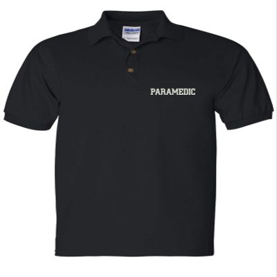 ALLNTRENDS Men's Polo T Shirt Paramedic Embroidered EMT Top Embroidery Gift (M, Black)