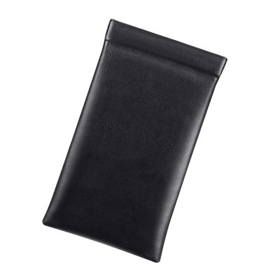 FINTIE Soft Eyeglasses Case with Cleaning Cloth, Portable Squeeze Top Vegan Leather Glasses Pouch, Sunglasses Eyewear Bag, Black