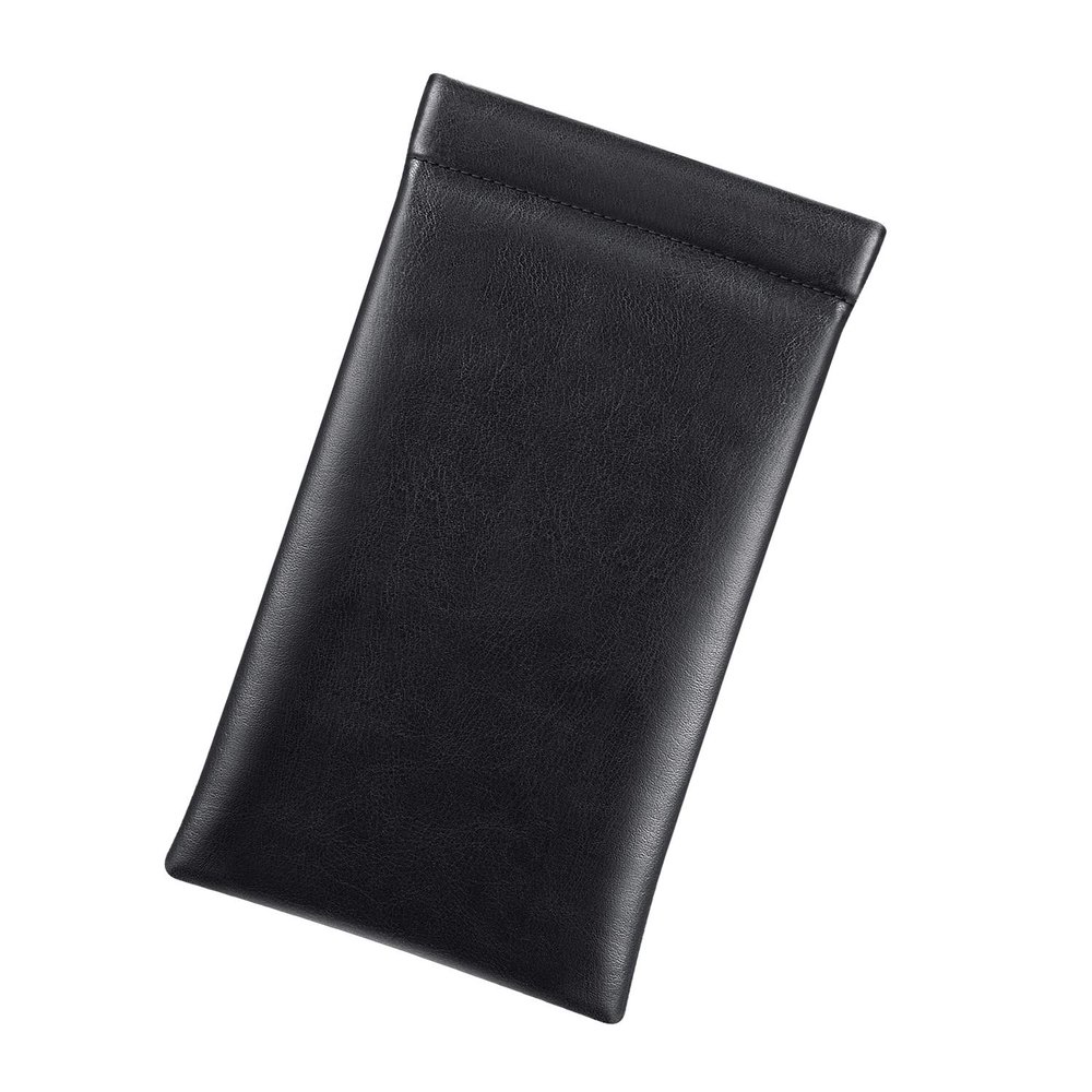FINTIE Soft Eyeglasses Case with Cleaning Cloth, Portable Squeeze Top Vegan Leather Glasses Pouch, Sunglasses Eyewear Bag, Black