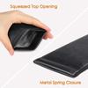 FINTIE Soft Eyeglasses Case with Cleaning Cloth, Portable Squeeze Top Vegan Leather Glasses Pouch, Sunglasses Eyewear Bag, Black view 3