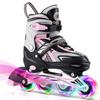 Gonex Inline Skates for Girls Boys Kids, Adjustable Skates Outdoor Blades Inline Roller Skates for Children Teens Women with Light Up Wheels for Indoor Outdoor Backyard Skating, Pink S view 1