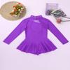 JEATHA Kids Girls Rhinestone Mesh Splice Figure Ice Skating Ballet Dance Gymnastics Leotard Dress Dancewear Purple 8 view 4