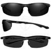 ATTCL Polarized UV Protection Sports Fishing Driving Sunglasses for Men Al-Mg Metal Frame Ultra Light 8585 Black view 3