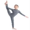 JEATHA Kids Girls Classic Long Sleeves Full Body Gymnastics Exercise Unitard Sports Leotard Bodysuit Costumes Dark Gray 4-5 view 3