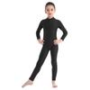 JEATHA Kids Girls Classic Long Sleeves Full Body Gymnastics Exercise Unitard Sports Leotard Bodysuit Costumes Black 4-5 view 3
