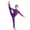 JEATHA Kids Girls Classic Long Sleeves Full Body Gymnastics Exercise Unitard Sports Leotard Bodysuit Costumes Purple 4-5 view 3