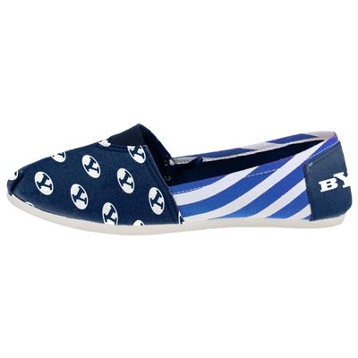 FOCO BYU Cougars NCAA Womens Stripe Canvas Shoes - L