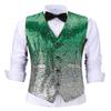 Ceehuteey Suit Vest Gradient Color Sequin Mens Evening Party Fashion Waistcoat for Wedding Groomsmen (S,Green) view 1