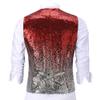 Ceehuteey Suit Vest Gradient Color Sequin Mens Evening Party Fashion Waistcoat for Wedding Groomsmen (S,Green) view 2