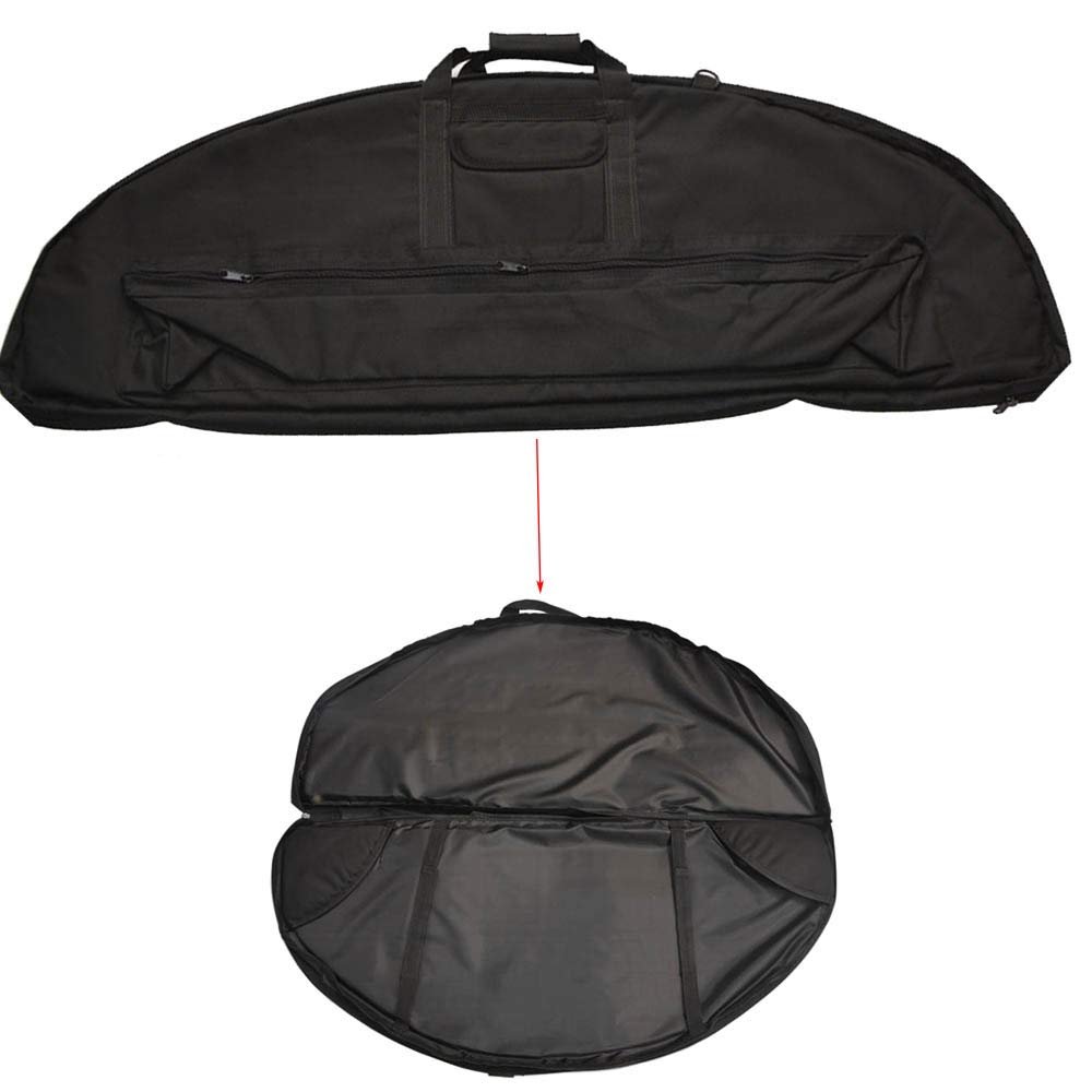 Archery Compound Bow Bag Hunting Protection Carry Bag Case Durable Canvas Bow Bag for Outdoor Shooting Target Equipment (Black, 115cm)