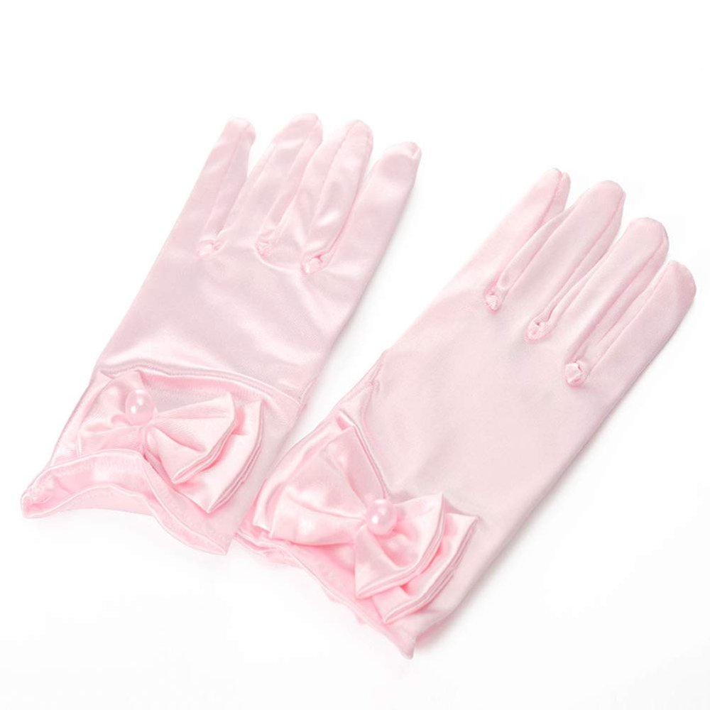 LeJulyeekay Girls Satin Gloves Princess Gloves for Kids Party Gloves Wedding, Formal Pageant