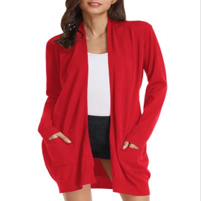 GRACE KARIN Long Cardigan Sweaters for Women, Valentines Sweater for Women, Open Front Knit Winter Clothing 2026 Trendy Red XL