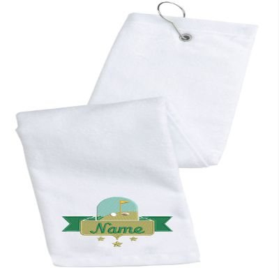 Printualist Personalized Golf Towel - Custom Embroidered Design & Name - Golf Course Design - 16" x 26", White, Absorbent Cotton Terry Velour Fabric