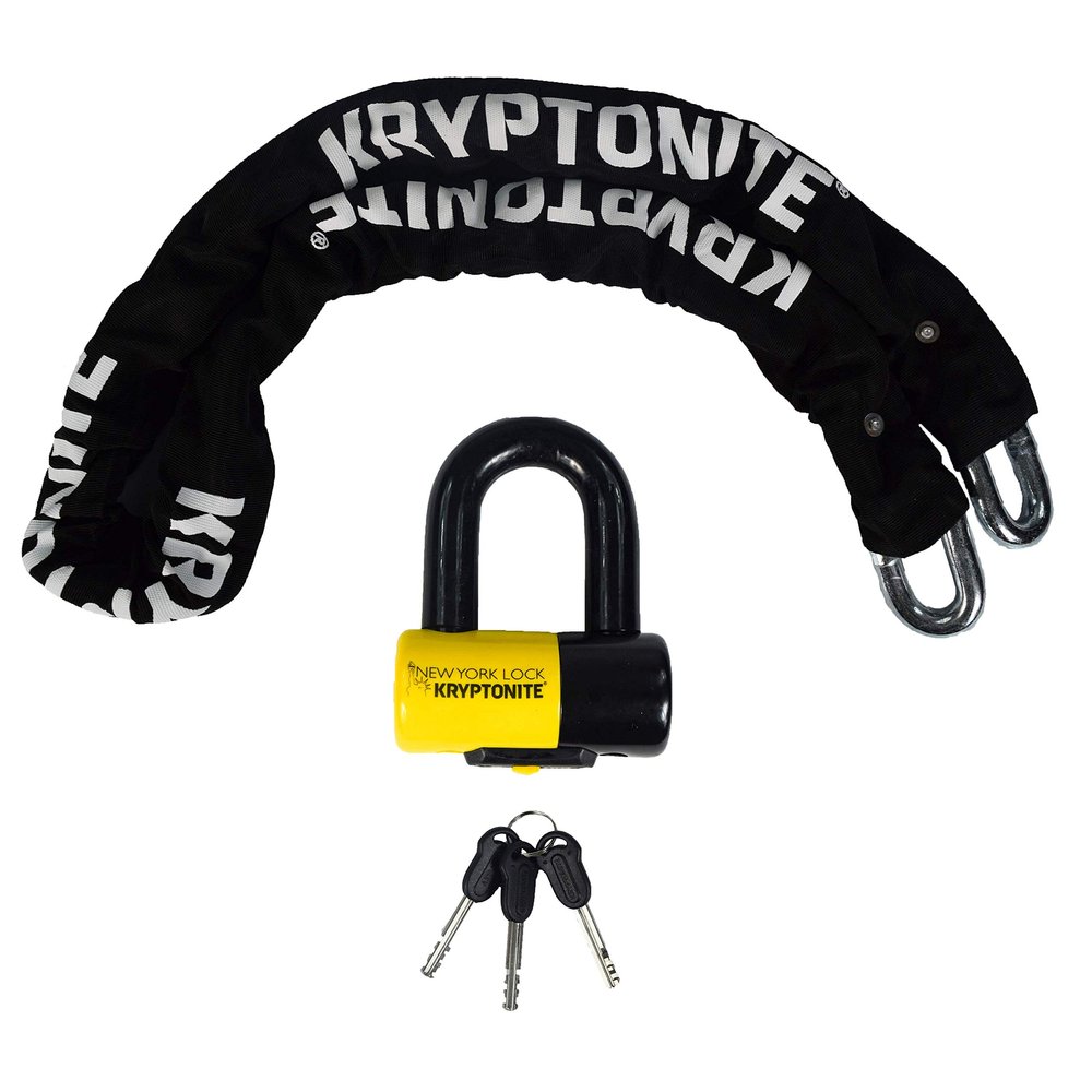 Kryptonite New York Legend 1515 Bike Chain Lock, 5 Feet Long 14.5mm Steel Chain 14.7 Pounds Heavy Duty Anti-Theft Bicycle Chain Lock with Keys, 10/10 Security Rating for E-Bike, Motorcycle, E-Scooter