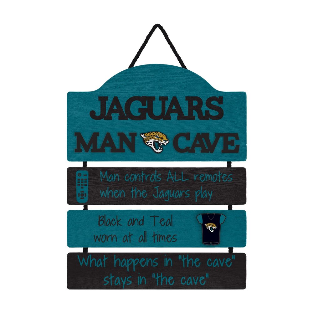 FOCO NFL Jacksonville Jaguars Wood SignWood Man Cave Sign, Team Colors, One Size