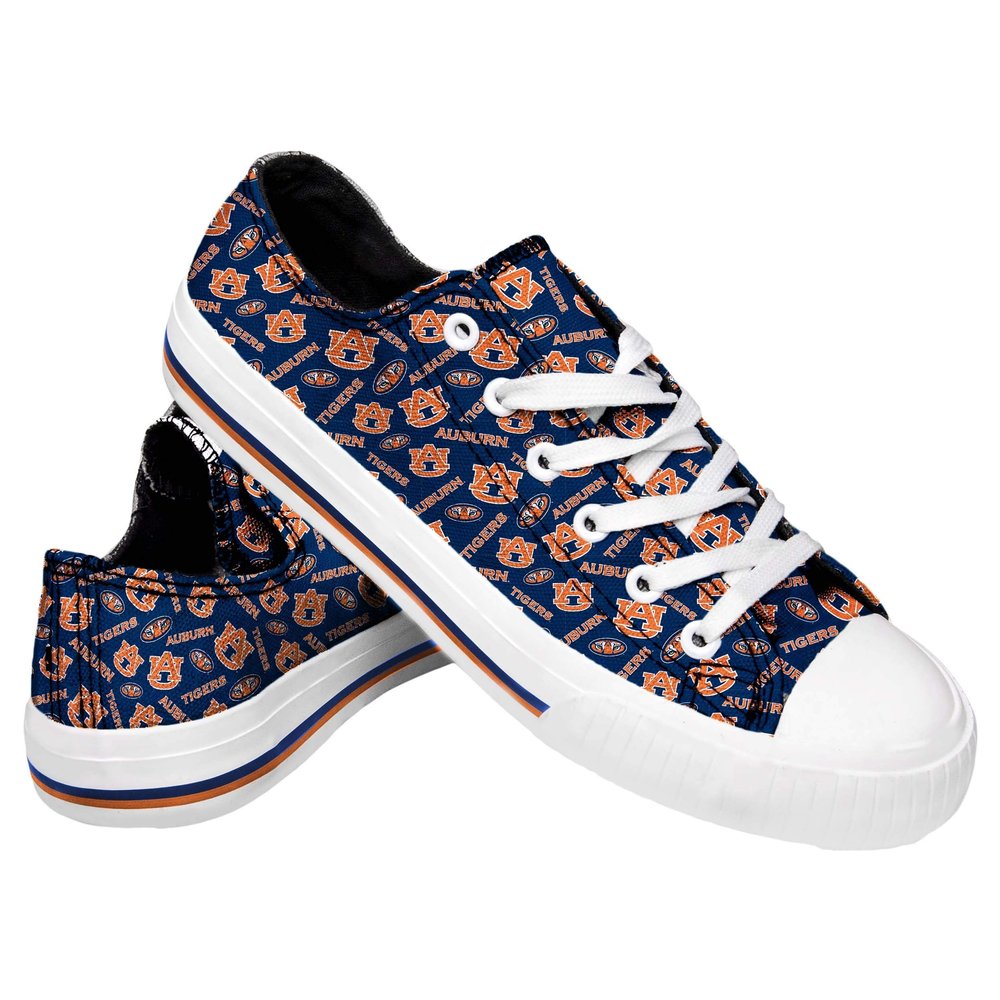 FOCO Auburn Tigers NCAA Womens Low Top Repeat Print Canvas Shoes - 8