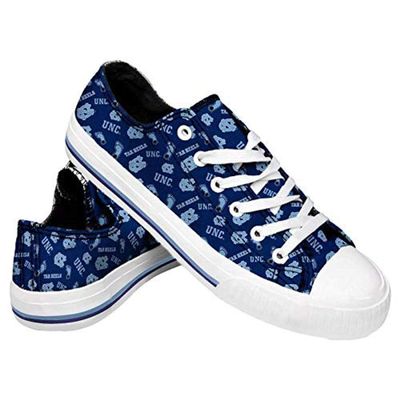 FOCO North Carolina Tar Heels NCAA Womens Low Top Repeat Print Canvas Shoes - 7