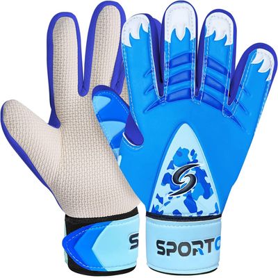 Sportout Kids Goalkeeper Gloves, Soccer Goalie Gloves with Double Wrist Protection and Non-Slip Wear Resistant Latex Material to Prevent Injuries