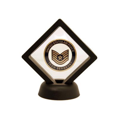 DECOMIL Coin Display Stand - Set of 5-3D Floating Frame Display Holder with Stands for Challenge Coins, AA Medallions, Jewelry, 2.75 x 2.75 x 0.75 Inches (5, Black)