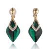 HAPPYAN High-grade Rhinestone Crystal Clip on Earrings No Pierced for Women Party Wedding Anti-Allergy Ear Clip (Green Clip-on) view 1