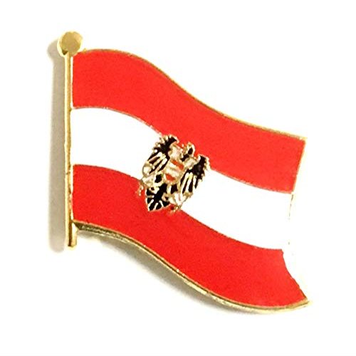 Austria with Eagle Flag Lapel Pin; One International Waving World Flag Pin Badge Patriotic Country Hat Lapel Badge (Austria with Eagle)