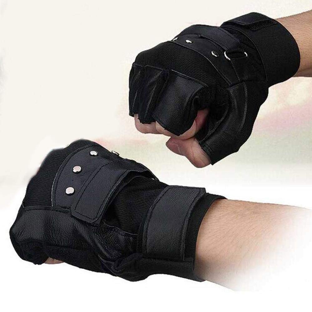 Adhesive Tape Rivet PU Leather Fitness Exercise Men Gloves