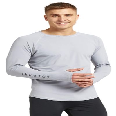 Solbari UPF 50+ Men's Sun Protection Long Sleeve Rashguard Aqua Sport Collection - Medium - Cool Grey - UV Protection, Sun Protective