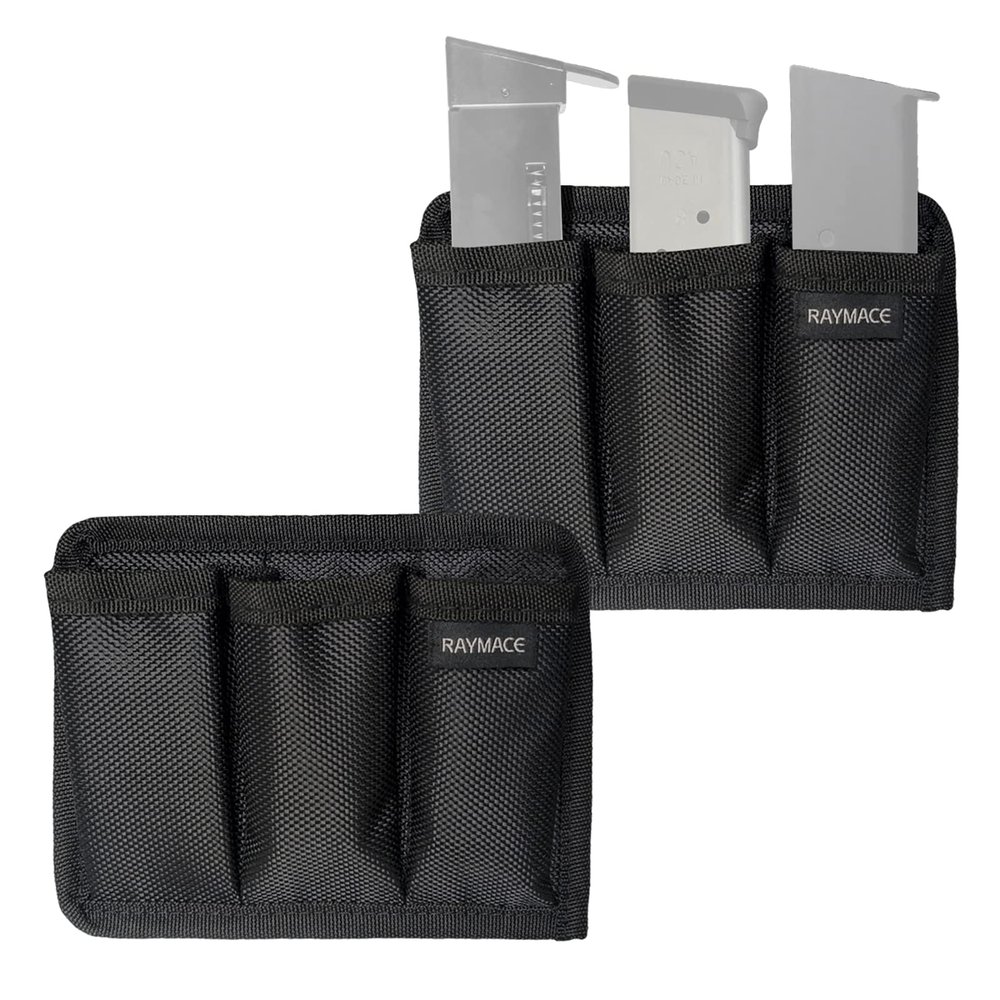 RAYMACE Triple Magazine Pouch with Melt Adhensive, Pistol Mag Holder Indoor Gun Safe Accessory