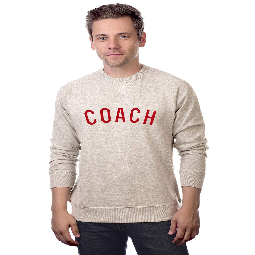 Daxton Coach Sweatshirt Athletic Fit Pullover Crewneck French Terry Fabric - Oat Sweatshirt Red Letter, XS