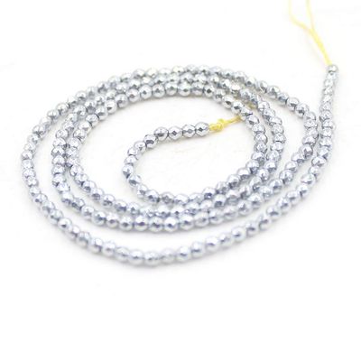 2mm Round Faceted Small Jewelry Loose Gemstone Beads Strand 15" Natural Stone for Necklace Bracelet DIY Design (#33 Silver Hematite)