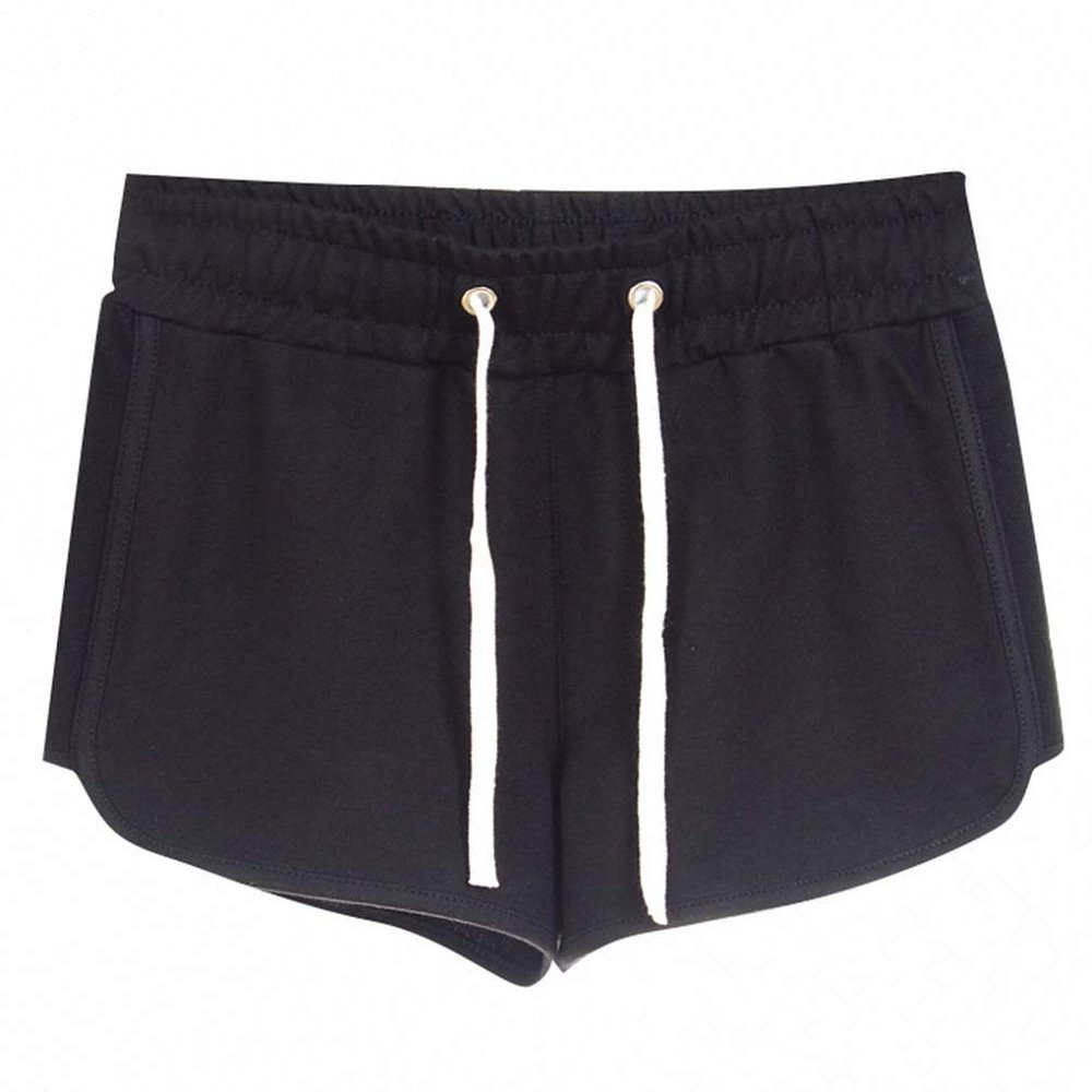 Goobester Women's Cotton Sports Shorts Women Solid Color Short Casual Women's Home Black M