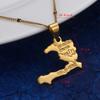 24K Gold Plated The Republic of Haiti Map Pendant Necklace Chain Port-AU-Prince Map Jewelry view 3