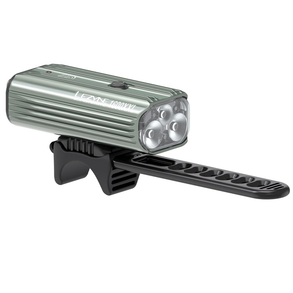 LEZYNE Super Drive Bicycle Micro USB Rechargeable IPX7 White LED Front Light with Multiple Solid & Flash Modes | Integrated Silicone Rubber Strap Mount | Smart Connect | 1600 Lumens, Lite Gray Gloss