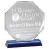 SHOP AWARDS AND GIFTS Octagon Shape Optical Crystal Trophy Award Personalized, Customizable Engraved, Sports, Softball, Work, Business Prizes, Blue Base 6- Inch view 2