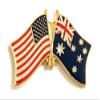 Australia Friendship Double Flag Lapel Pin US Crossed Emblem Tie and Hat Pin Badge view 1