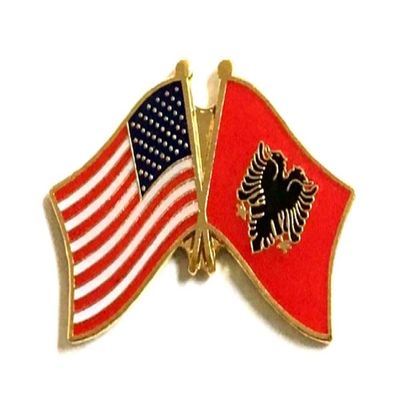 Albania Friendship Double Flag Lapel Pin US Crossed Emblem Tie and Hat Pin Badge