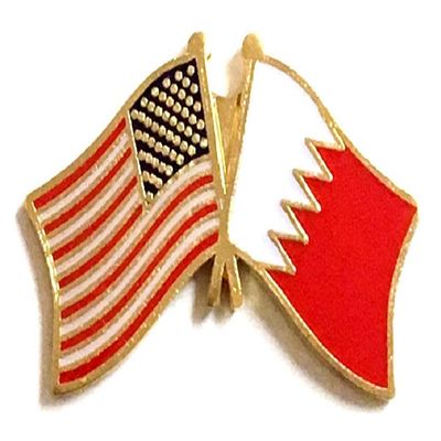 Bahrain Friendship Double Flag Lapel Pin US Crossed Emblem Tie and Hat Pin Badge