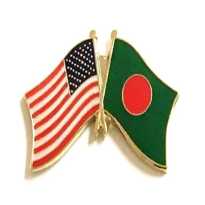 Bangladesh Friendship Double Flag Lapel Pin US Crossed Emblem Tie and Hat Pin Badge