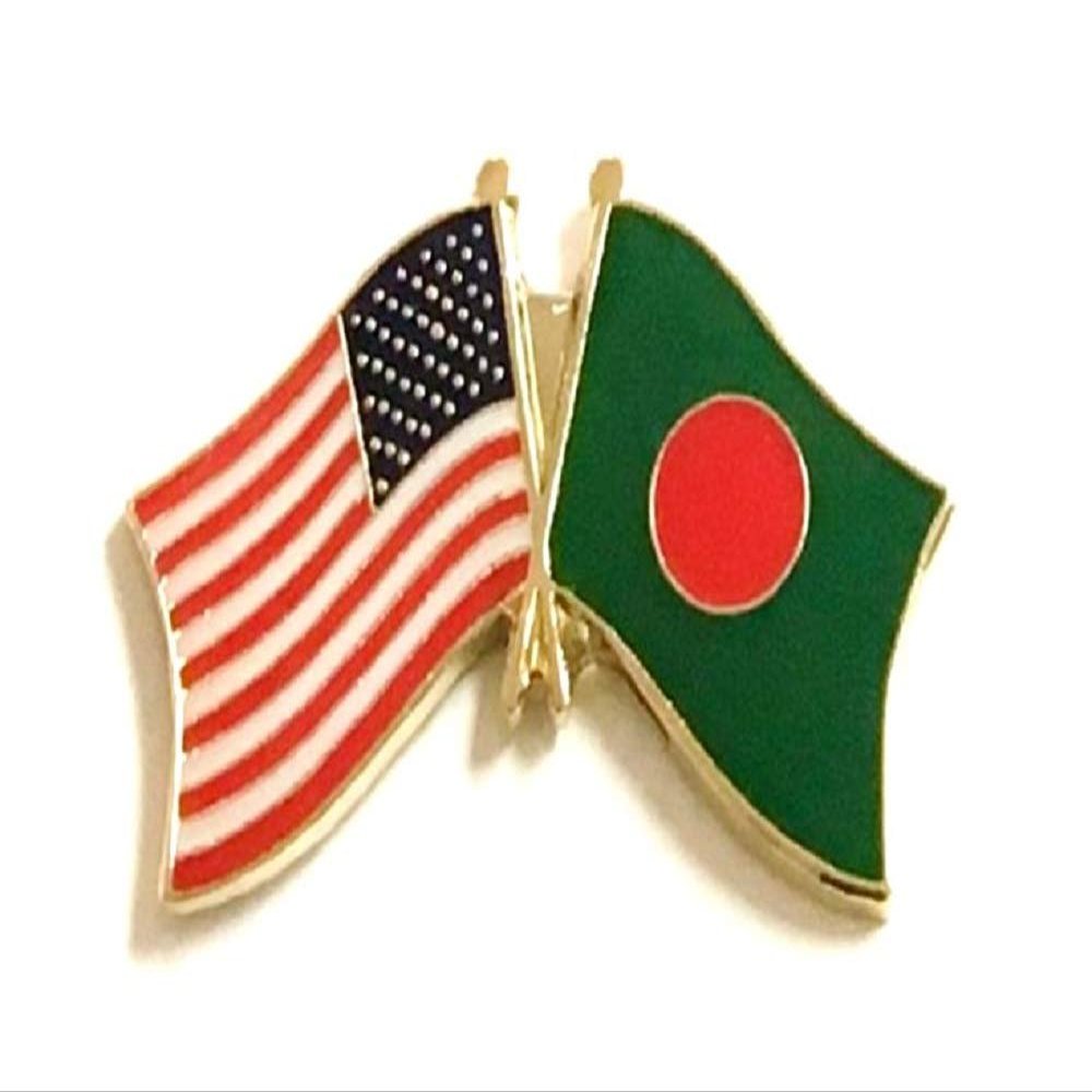 Bangladesh Friendship Double Flag Lapel Pin US Crossed Emblem Tie and Hat Pin Badge