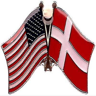 Denmark Friendship Double Flag Lapel Pin US Crossed Emblem Tie and Hat Pin Badge