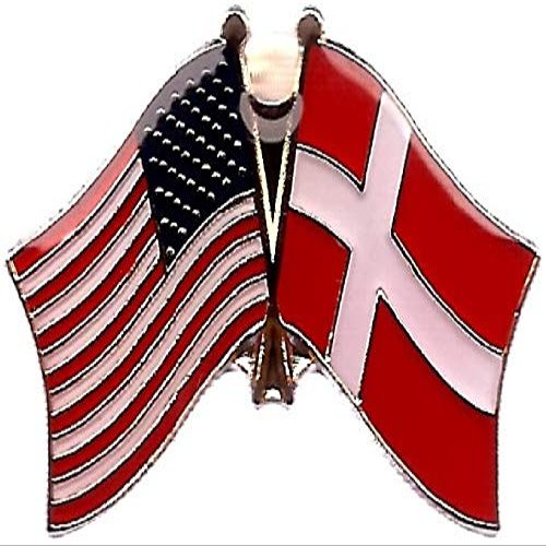 Denmark Friendship Double Flag Lapel Pin US Crossed Emblem Tie and Hat Pin Badge