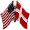 Denmark Friendship Double Flag Lapel Pin US Crossed Emblem Tie and Hat Pin Badge view 1