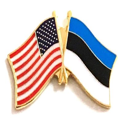 Estonia Friendship Double Flag Lapel Pin US Crossed Emblem Tie and Hat Pin Badge
