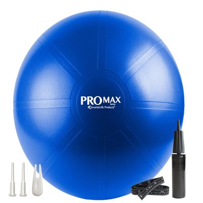 SmarterLife PRO MAX Exercise Ball for Stability Workout, Fitness, Pregnancy, Yoga, Pilates, Home Gym, Physical Therapy, Birthing, Balance Ball Chair (75 cm, Blue)