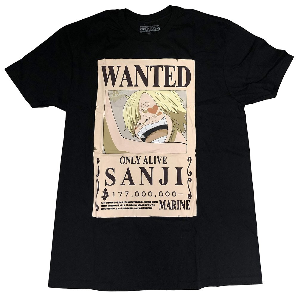 One Piece Sanji Bounty T-Shirt - Officially Licensed (X-Large) Black