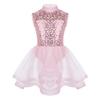 easyforever Girls Mock Neck Sleeveless Sequins Keyhole Back Ice Skating Roller Skating Ballet Dance Leotard Dress Pink 14 view 1