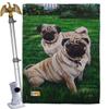 Dog Pugs Love House Flag Eagle Set Animals Puppy Spoiled Paw Canine Fur Pet Nature Farm Animal Creature Small Decorative Gift Yard Banner Double-Sided Made In USA 28 X 40 view 1