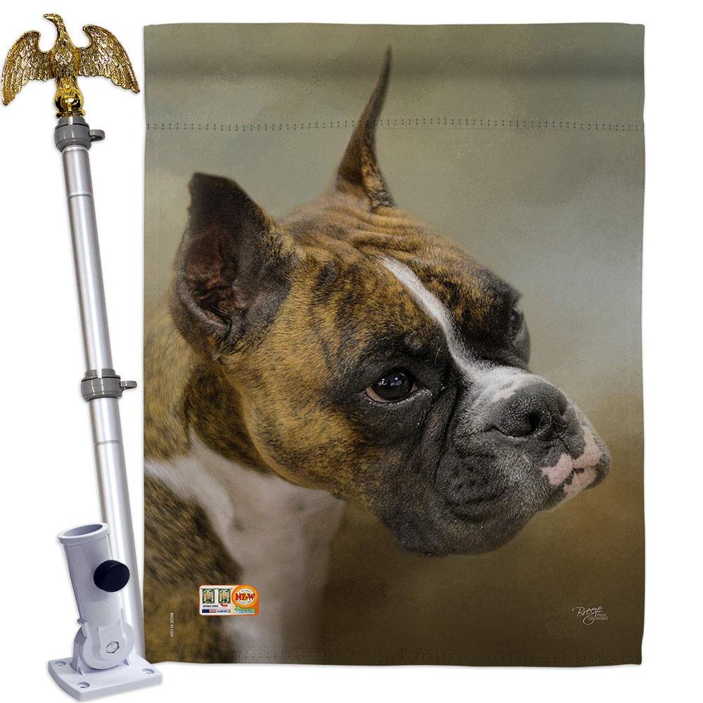 Dog Boxer House Flag Eagle Set Animals Puppy Spoiled Paw Canine Fur Pet Nature Farm Animal Creature Small Decorative Gift Yard Banner Double-Sided Made In USA 28 X 40