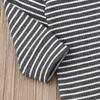 0-24M Newborn Infant Baby Boy Girl Long Sleeve T-Shirt Tee Tops Clothes Stripes Pant Fall Winter Casual Outfit Set (Grey, 18-24 Months) view 4