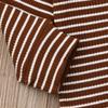 0-24M Newborn Infant Baby Boy Girl Long Sleeve T-Shirt Tee Tops Clothes Stripes Pant Fall Winter Casual Outfit Set (Brown, 12-18 Months) view 4